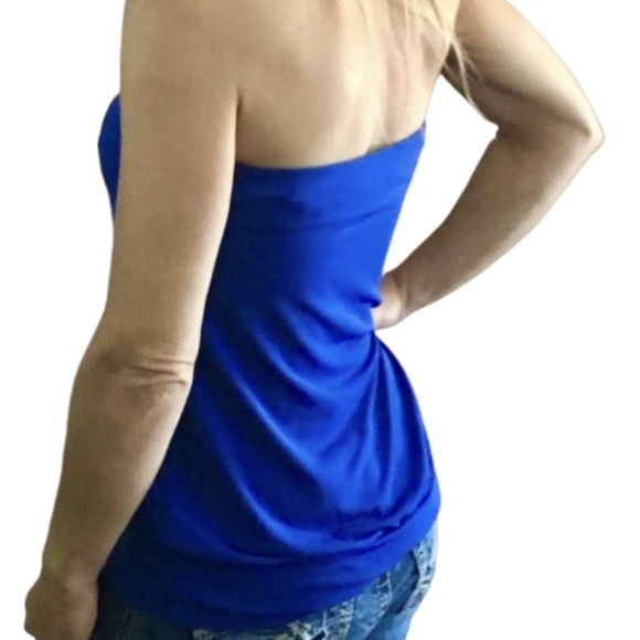 EXPRESS Reversible Blue Halter Strapless Tube Tank Top Juniors Size Small - Picture 2 of 11